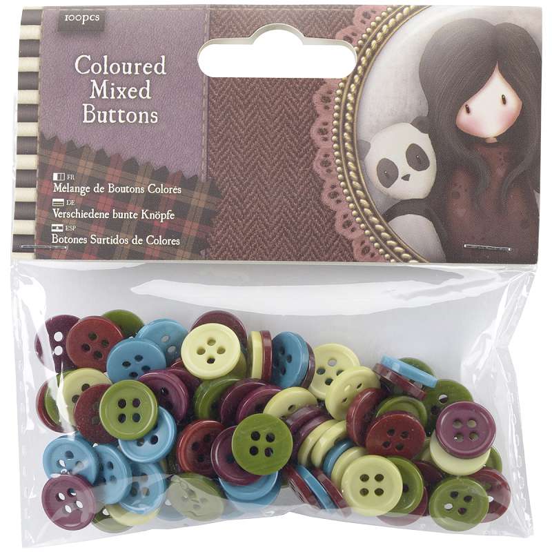 Santoro Gorjuss Tweed Mixed Buttons 100/Pkg  