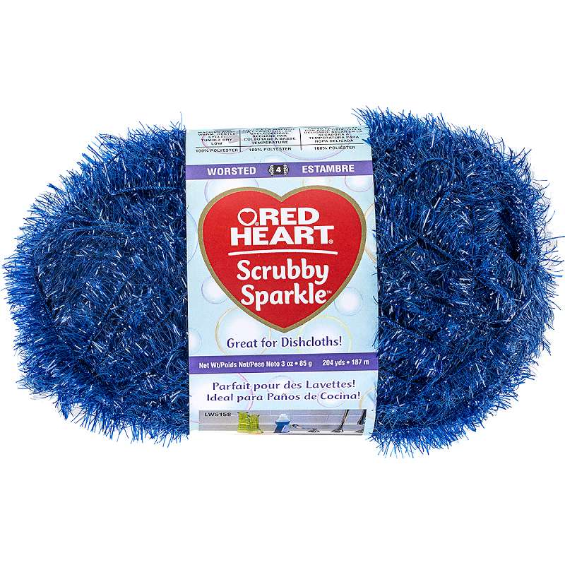 Red Heart Scrubby Sparkle Yarn Blueberry