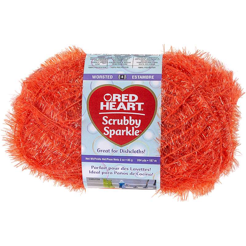 Red Heart Scrubby Sparkle Yarn Orange