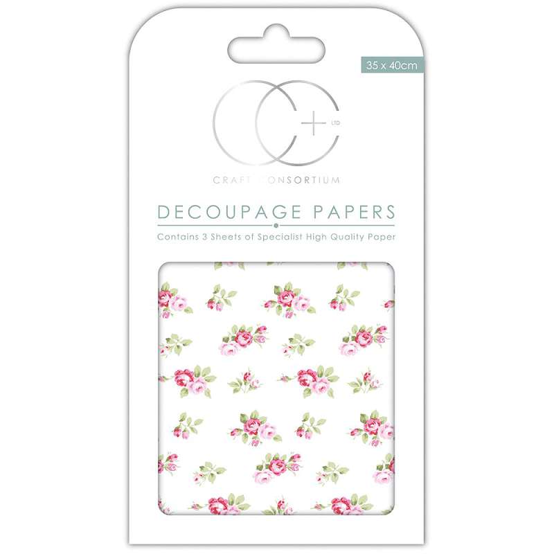Craft Consortium Decoupage Papers 13.75"X15.75" 3/Pkg Tossed Roses