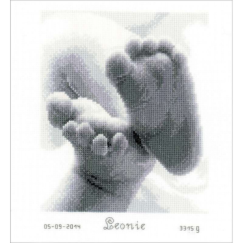 Baby Feet Birth Record On Aida Counted Cross Stitch Kit 7"X8" 18 Count