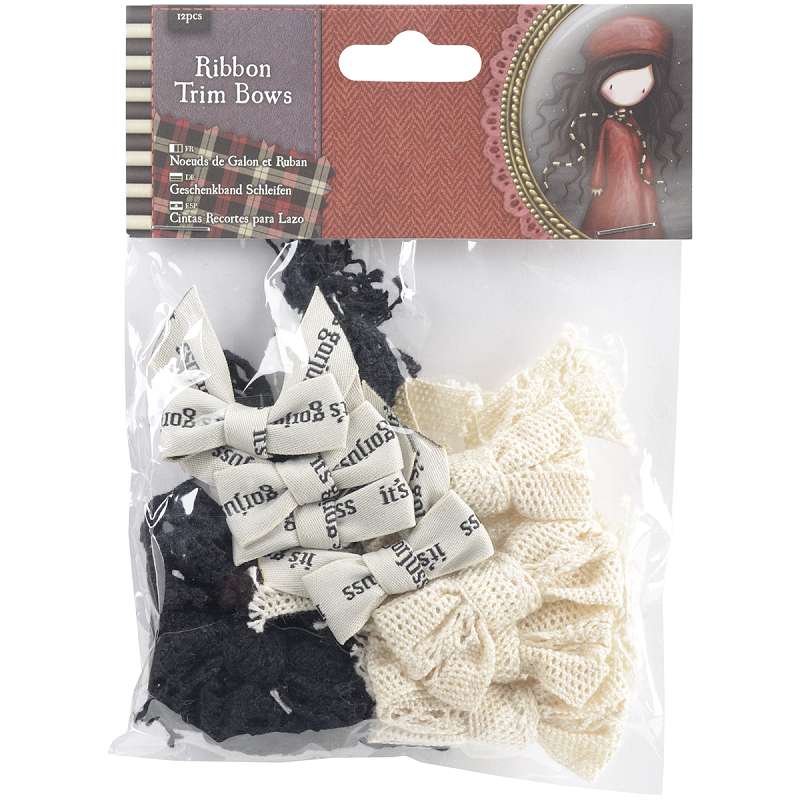 Santoro Gorjuss Tweed Ribbon Bows 12/Pkg  