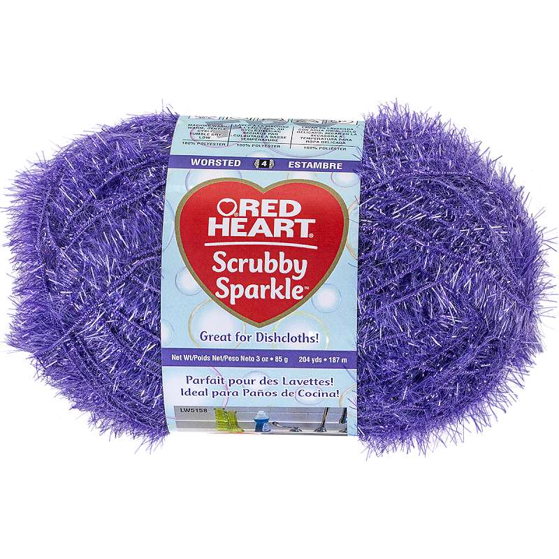Red Heart Scrubby Sparkle Yarn Grape