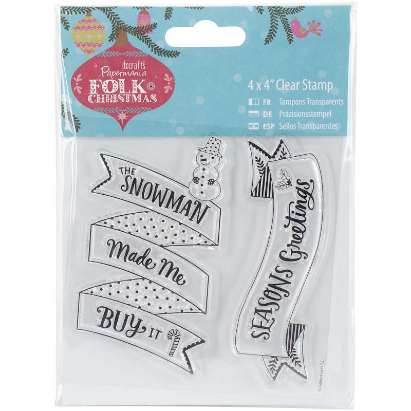 Papermania Folk Christmas Clear Stamps 4"X4" Snowman