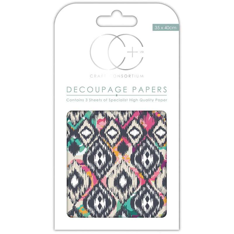 Craft Consortium Decoupage Papers 13.75"X15.75" 3/Pkg Retro 4
