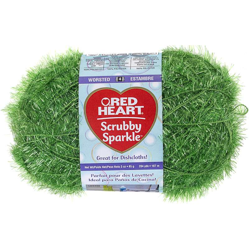 Red Heart Scrubby Sparkle Yarn Avocado