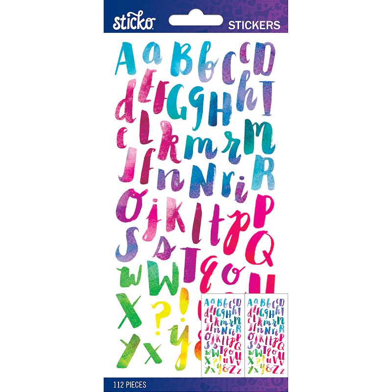 Sticko Alphabet Stickers Watercolor Small
