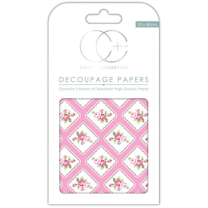 Craft Consortium Decoupage Papers 13.75"X15.75" 3/Pkg Framed Posie
