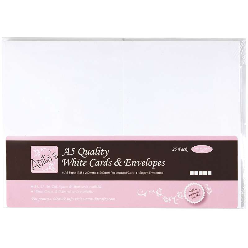 Anita's Cards W/Envelopes A5 25/Pkg White