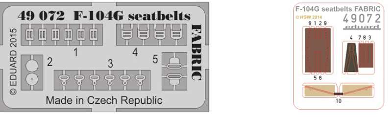 1/48 Aircraft- F104G Seatbelts Fabric-Type for EDU & HSG (Painted) (D)