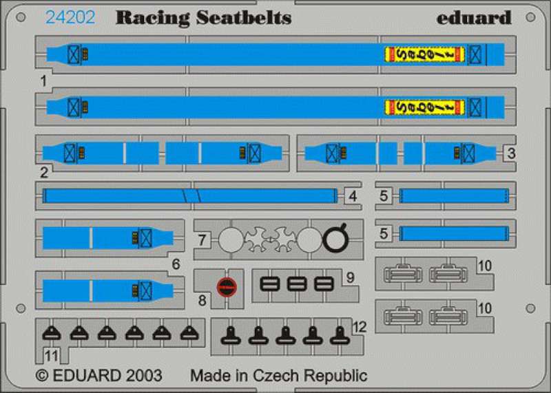 1/24 Racing Car Seatbelts- Sabelt 6-Points Blue (Painted)