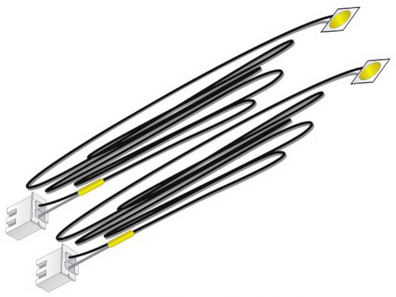 Just Plug: Yellow Stick-On LED Lights w/24” Cable (2)