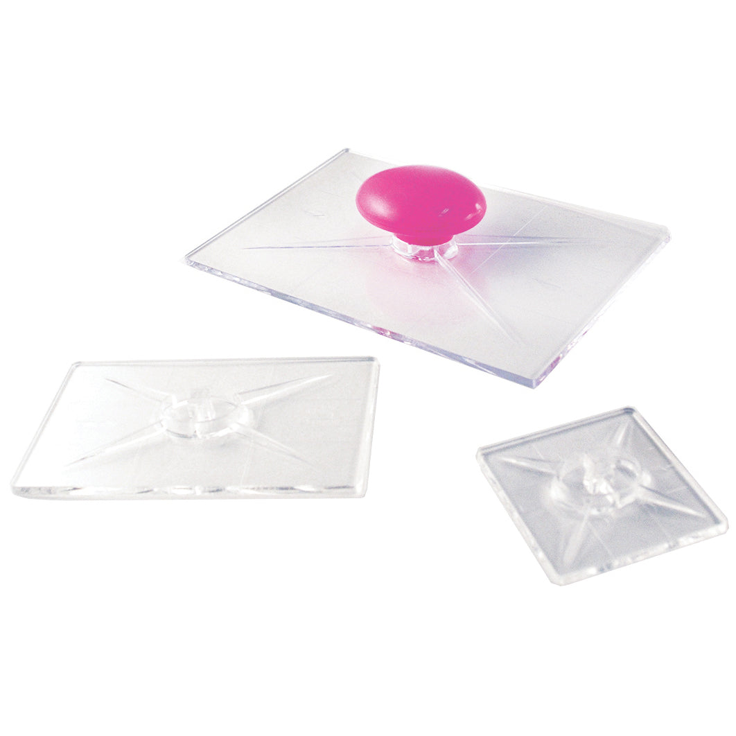 Multicraft Clear Stamp Applicators 3/Pkg W/Handle 2"X2", 4"X2.25" & 6"X4"