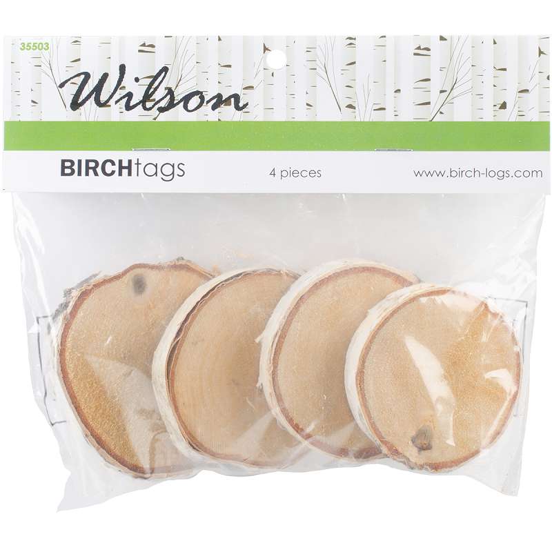 Natural White Birch Tags 4/Pkg 1.75" To 2.75"