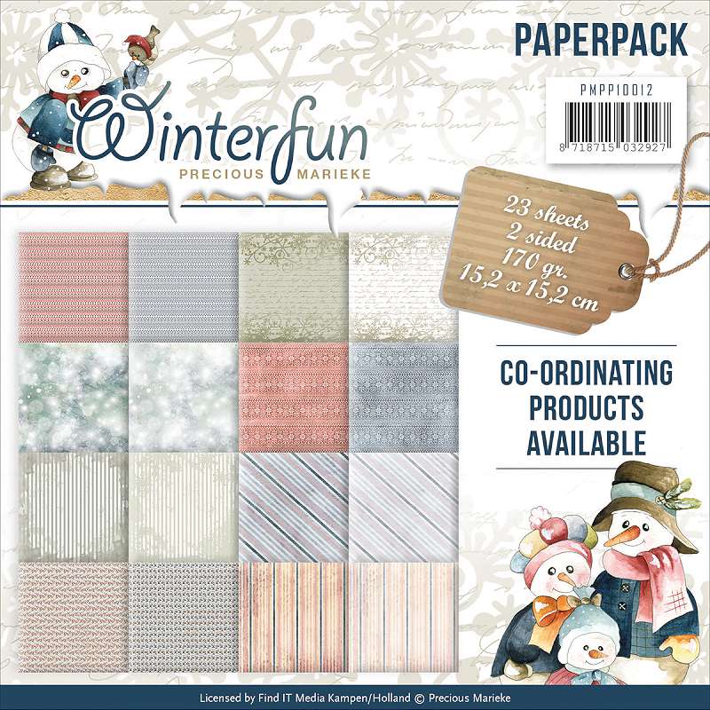 Find It Trading Precious Marieke Paper Pack 6"X6" 23/Pkg Winterfun, Double-Sided Designs