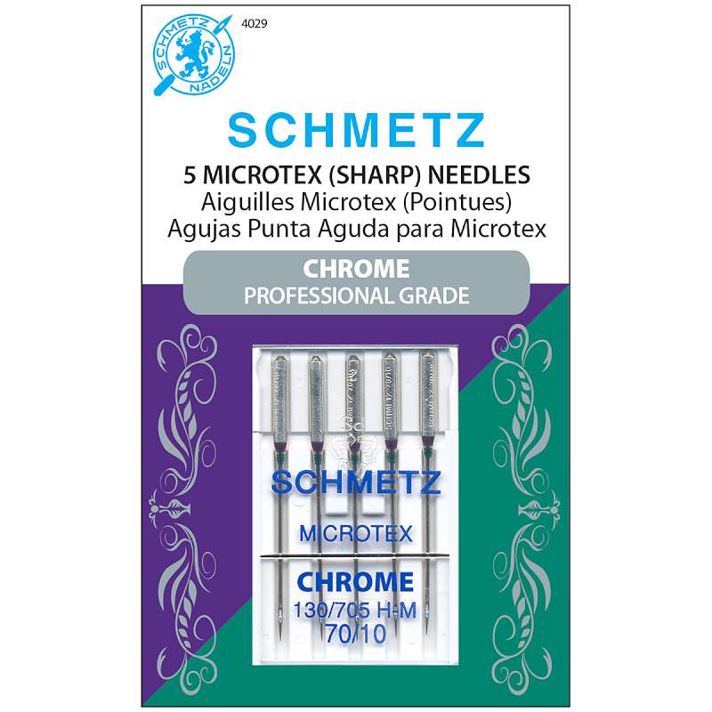 Chrome Microtex Machine Needles Size 70/10 5/Pkg