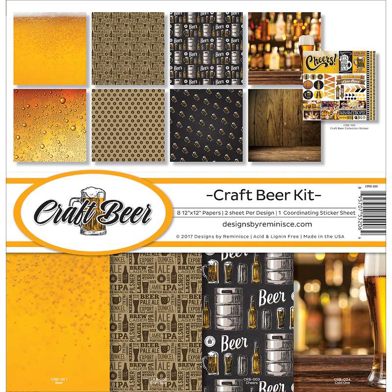 Reminisce Collection Kit 12"X12" Craft Beer, 8 Papers & Stickers