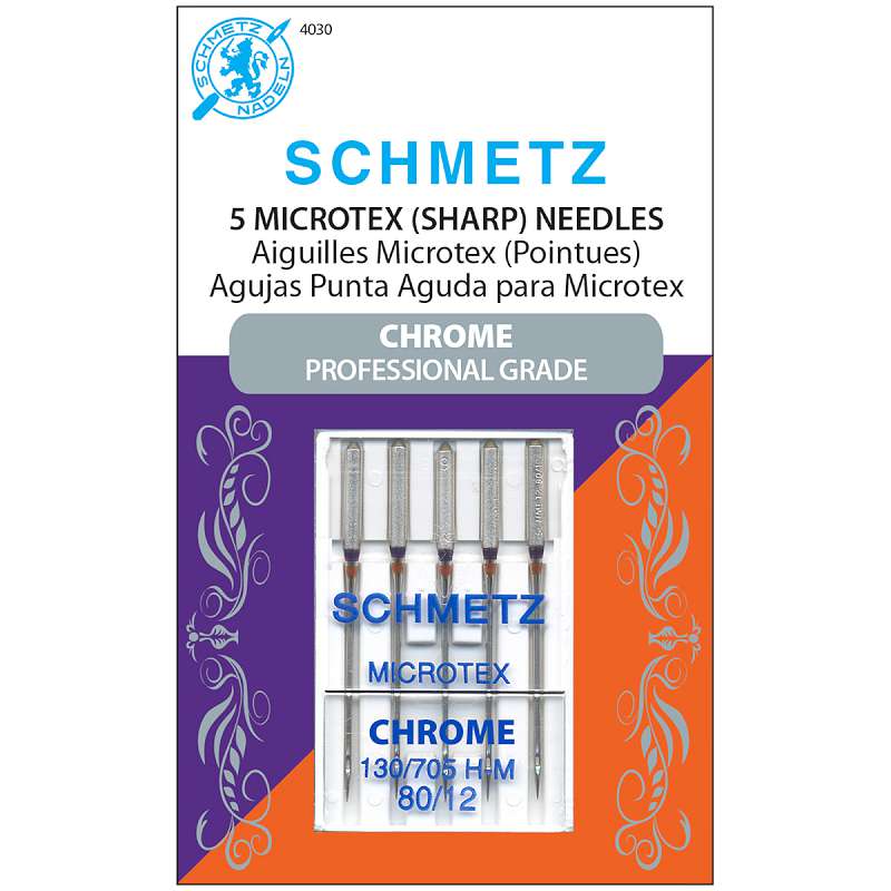 Chrome Microtex Machine Needles Size 80/12 5/Pkg