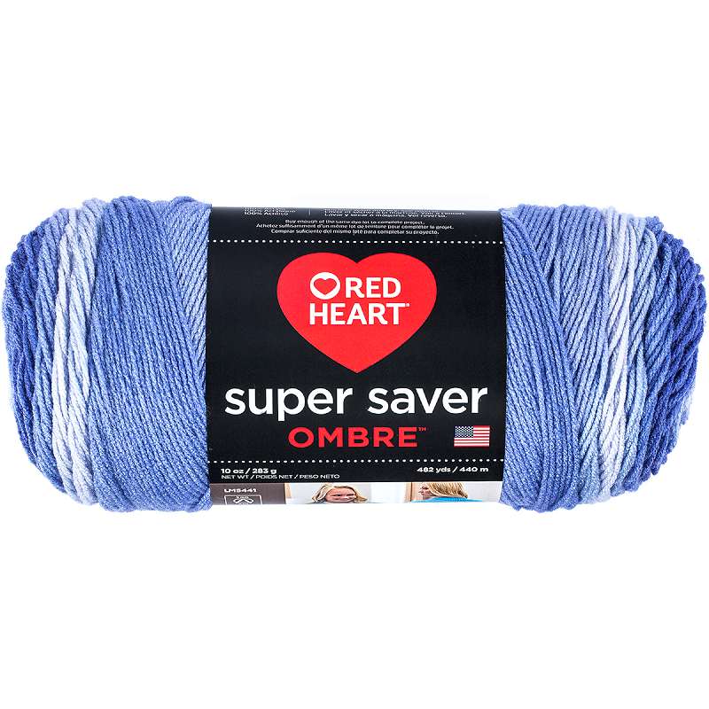Red Heart Super Saver Ombre Yarn Baja Blue