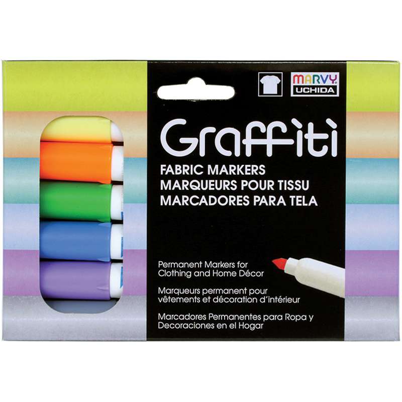 Graffiti Fabric Markers 6/Pkg Pastels