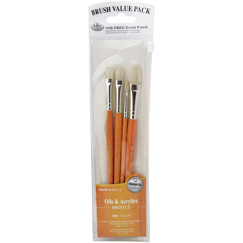 Value Pack Brush Sets Bristle Flat 4/Pkg