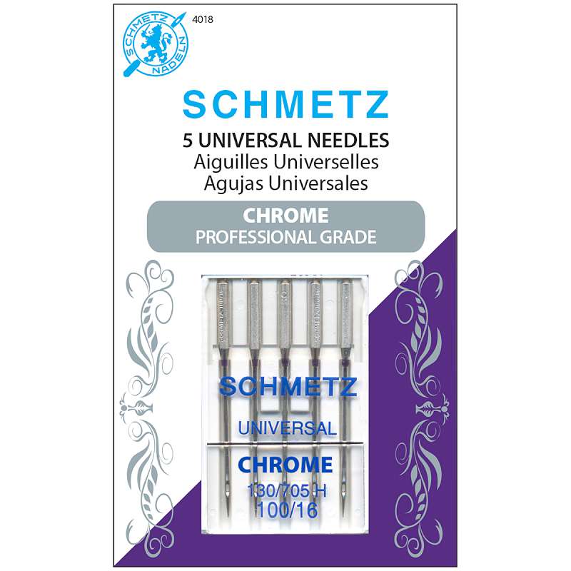 Chrome Universal Machine Needles Size 100/16 5/Pkg