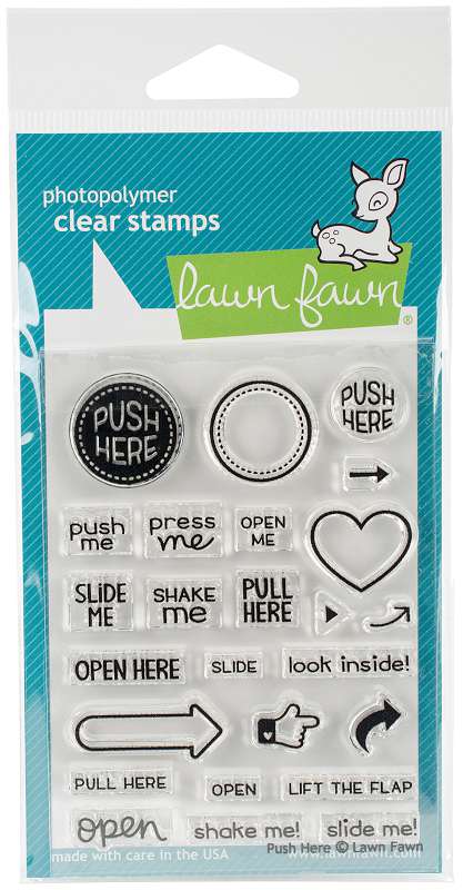 Lawn Fawn Clear Stamps 3"X4" Push Here