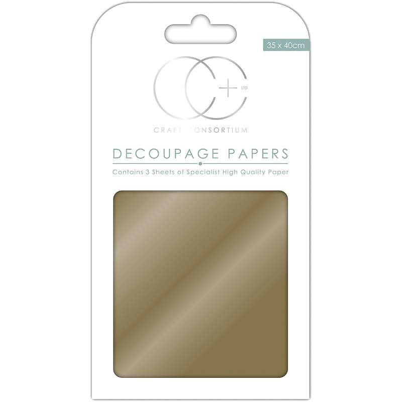Craft Consortium Decoupage Papers 13.78"X15.75" 3/Pkg Metallic Gold