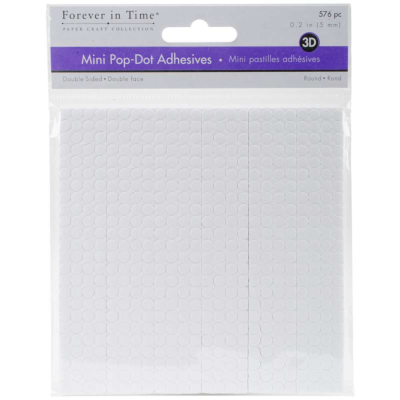 MultiCraft 3D Pop Dots Dual-Adhesive Micro Foam Adhesives White Round, .2" 576/Pkg