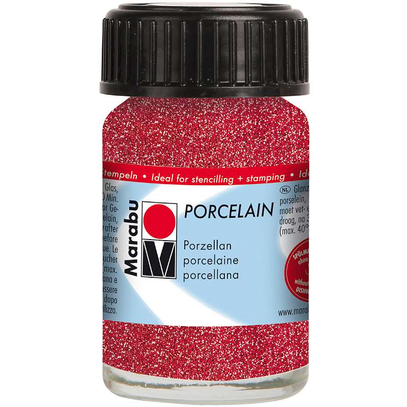 Marabu Porcelain 15ml Glitter Red