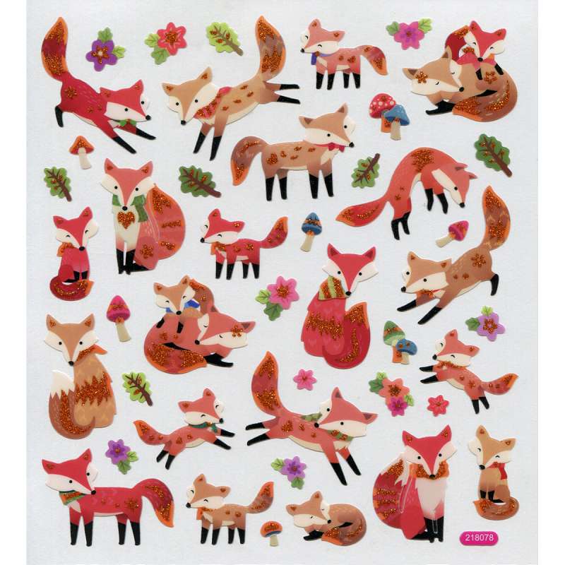 Multicolored Stickers Fun With Foxes