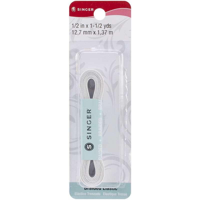 Singer Braided Elastic 1/2"X1-1/2yd White