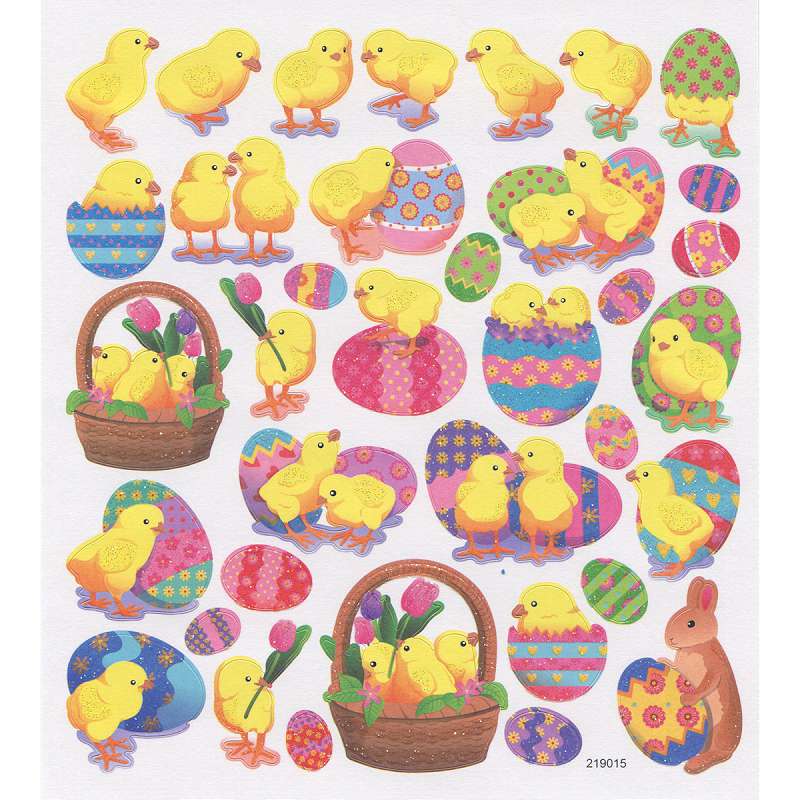 Multicolored Stickers Easter Chicks