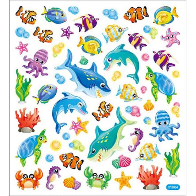 Multicolored Stickers Marine Life
