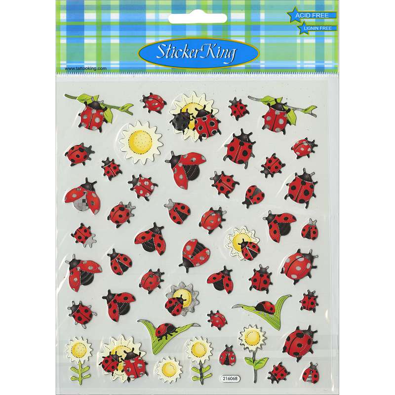 Multicolored Stickers Ladybugs & Sunflowers