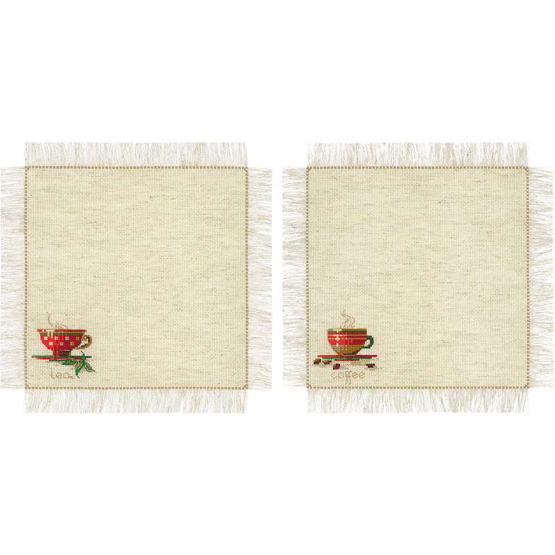 Tea And Coffee Napkins Counted Cross Stitch Kit 11"X11" 14 Count
