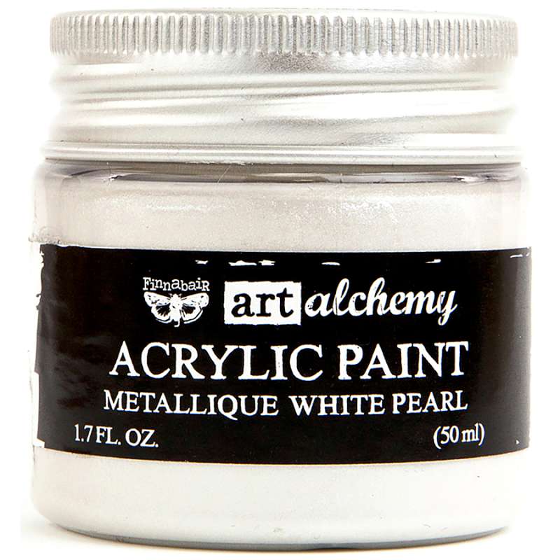 Finnabair Art Alchemy Acrylic Paint 1.7 Fluid Ounces Metallique White Pearl