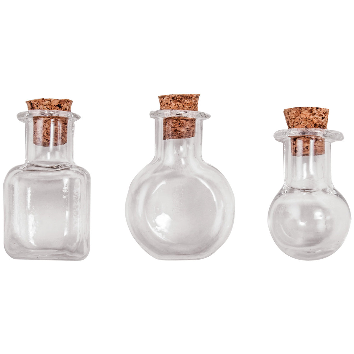 Idea-Ology Tiny Corked Glass Vials 9/Pkg Assorted Clear Shapes 1"X.25"