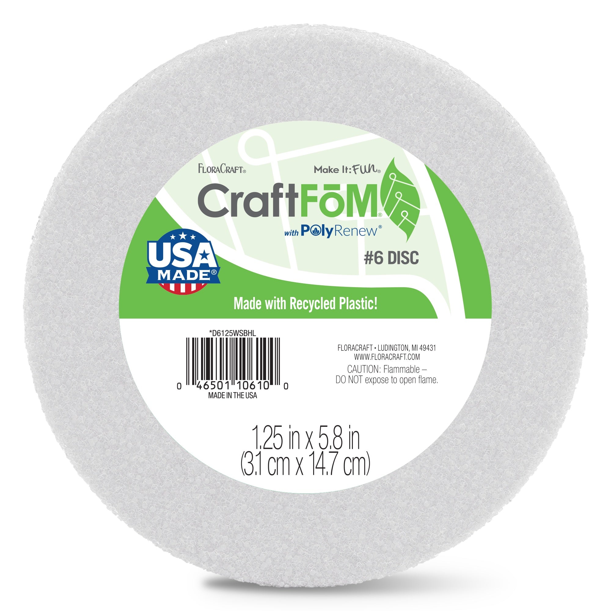 Styrofoam Disc 6"X1.25"