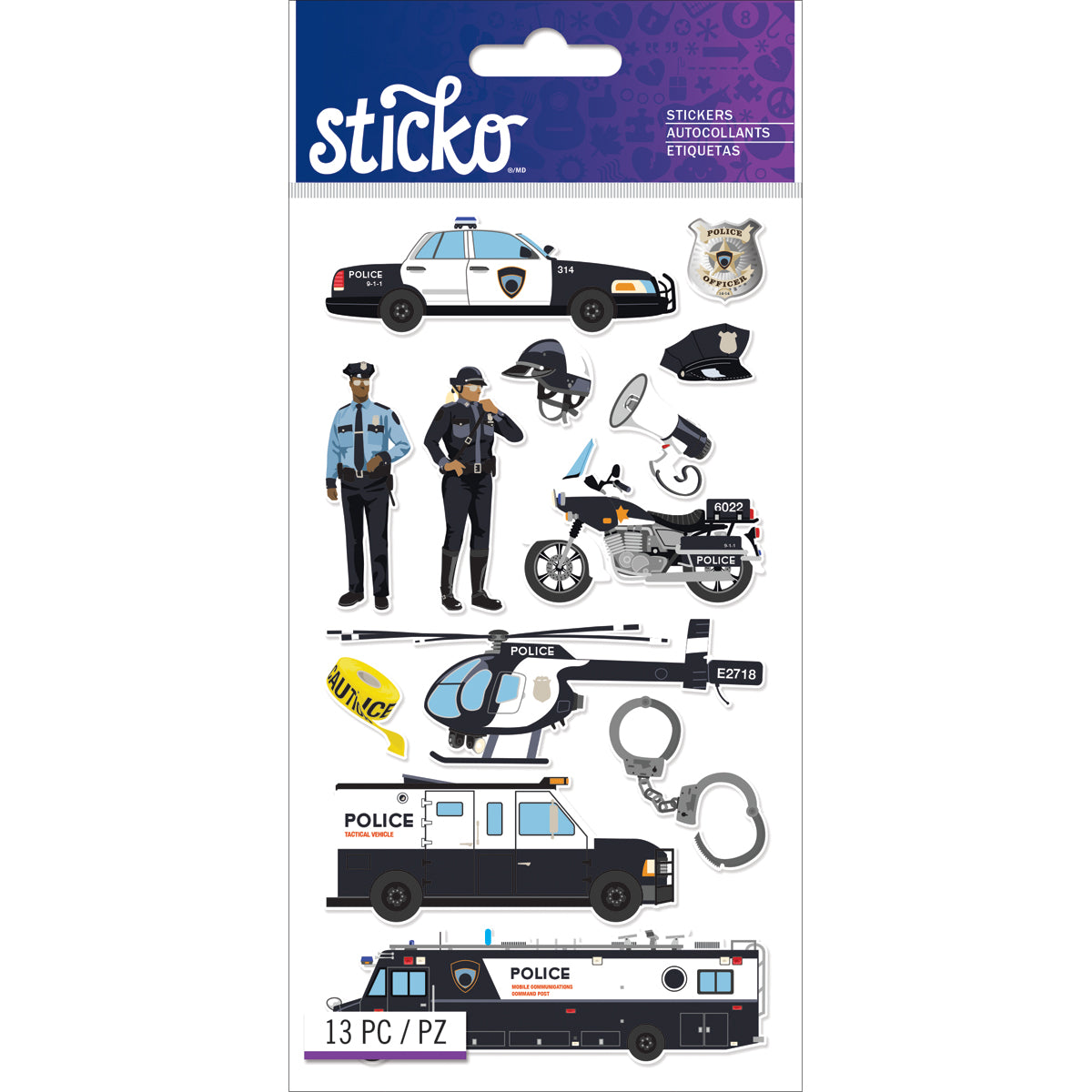 Sticko Stickers Police Officer Cars