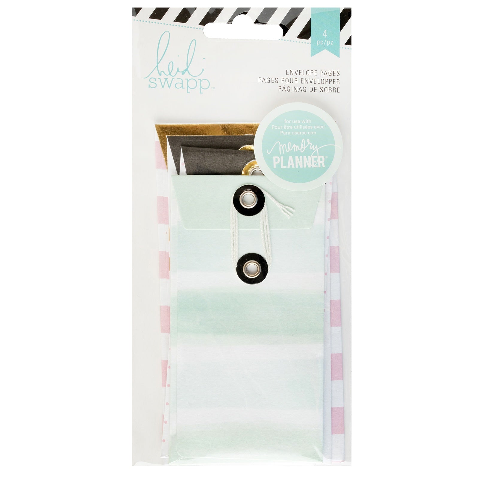 Heidi Swapp Hello Beautiful String Closure Envelopes 4/Pkg-Some W/Foil, 2.5"X4.5" To 2.75"X4.75"
