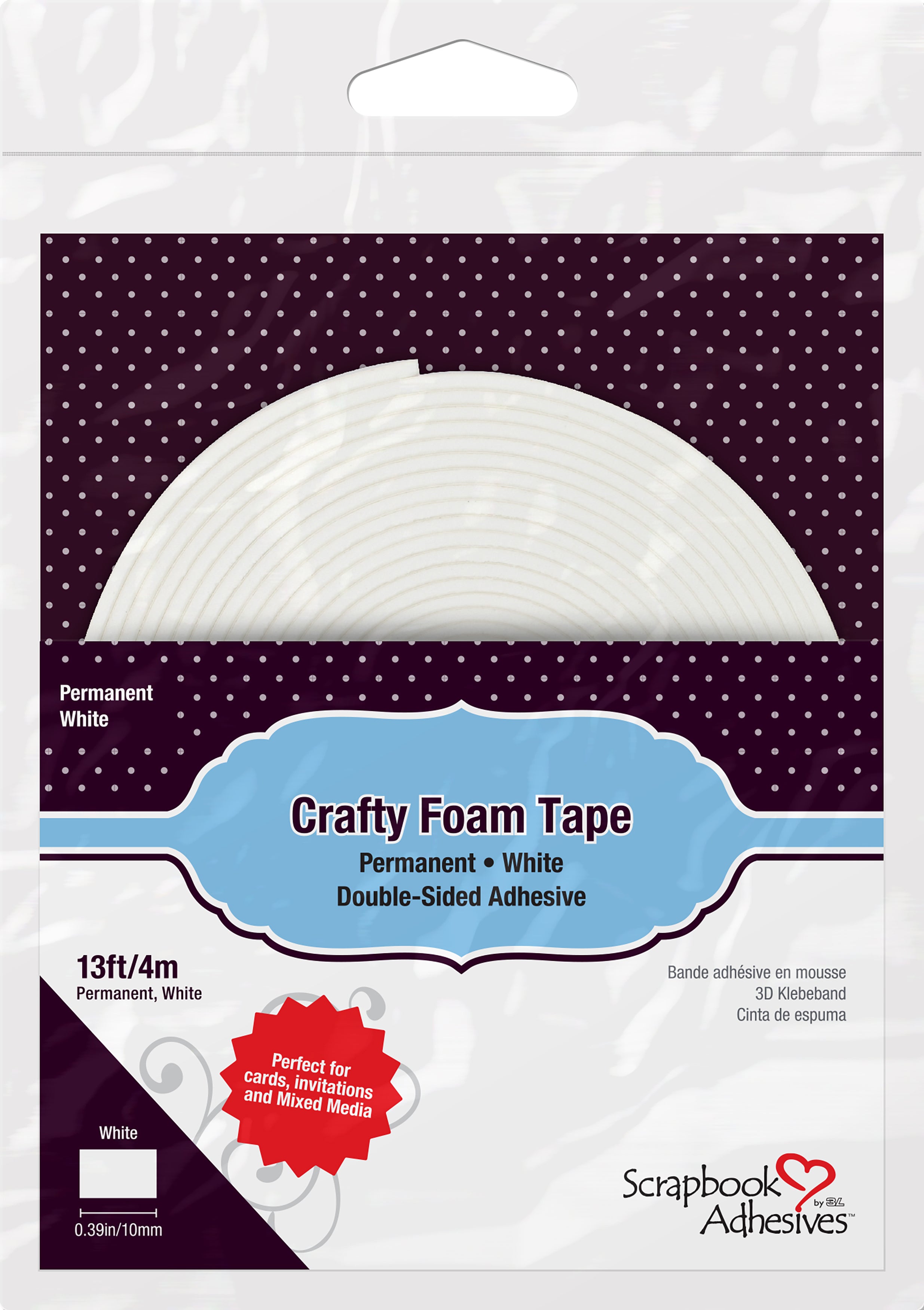Scrapbook Adhesives Crafty Foam Tape Roll White, .375"X13'