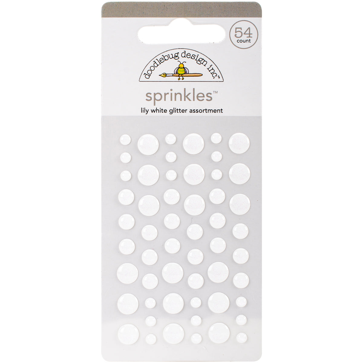Doodlebug Sprinkles Adhesive Glitter Enamel Embellishments Lily White