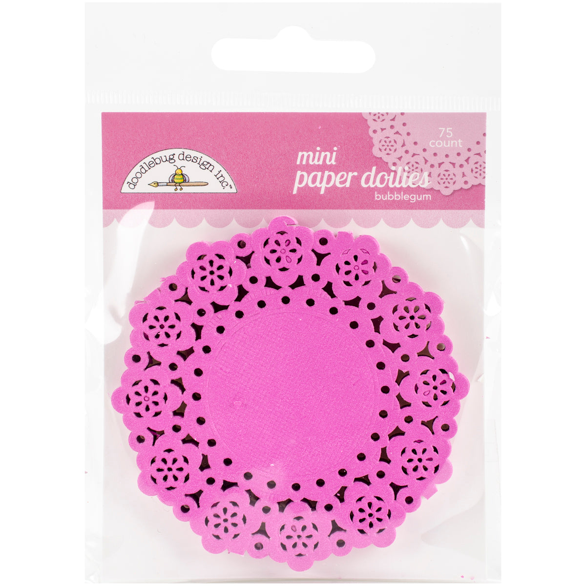 Doodlebug Mini Doilies 3" 75/Pkg Bubblegum