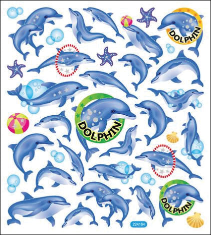 Multicolored Stickers Dolphin Fun