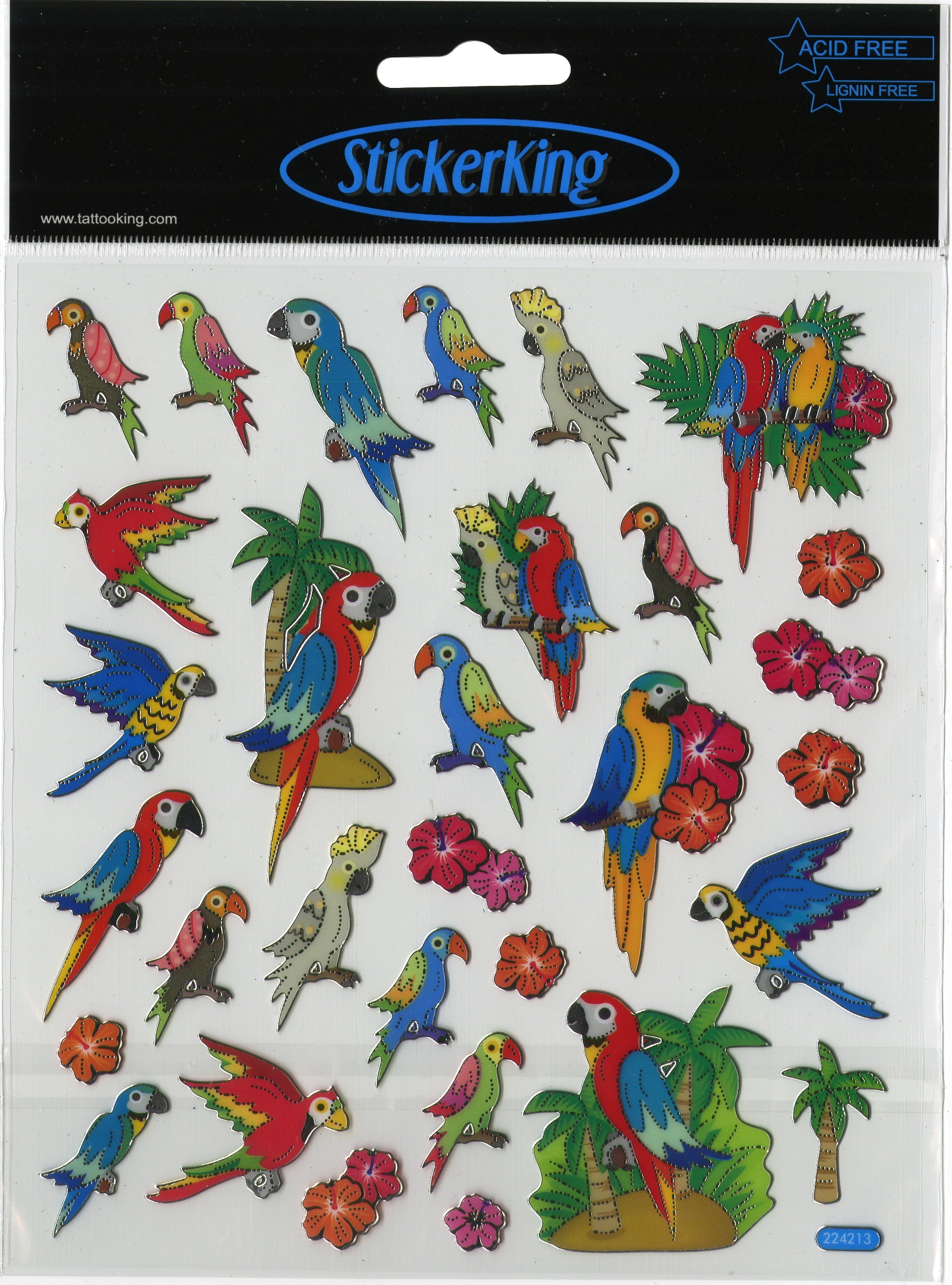 Multicolored Stickers Parrots