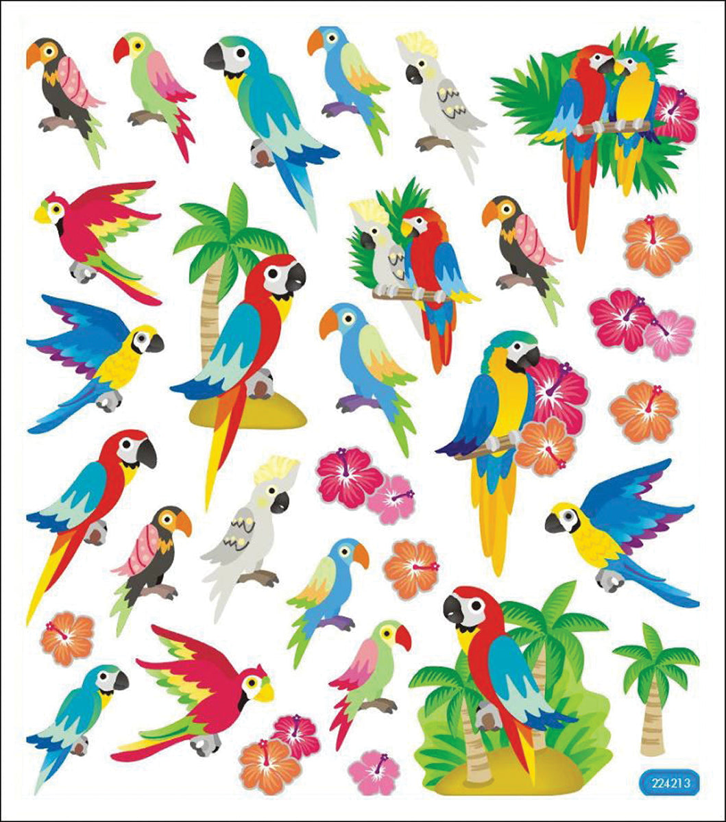 Multicolored Stickers Parrots