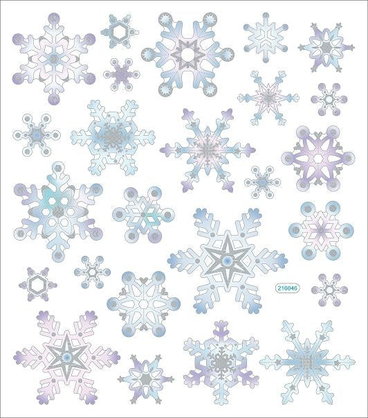 Multicolored Stickers Silver & White Snowflakes