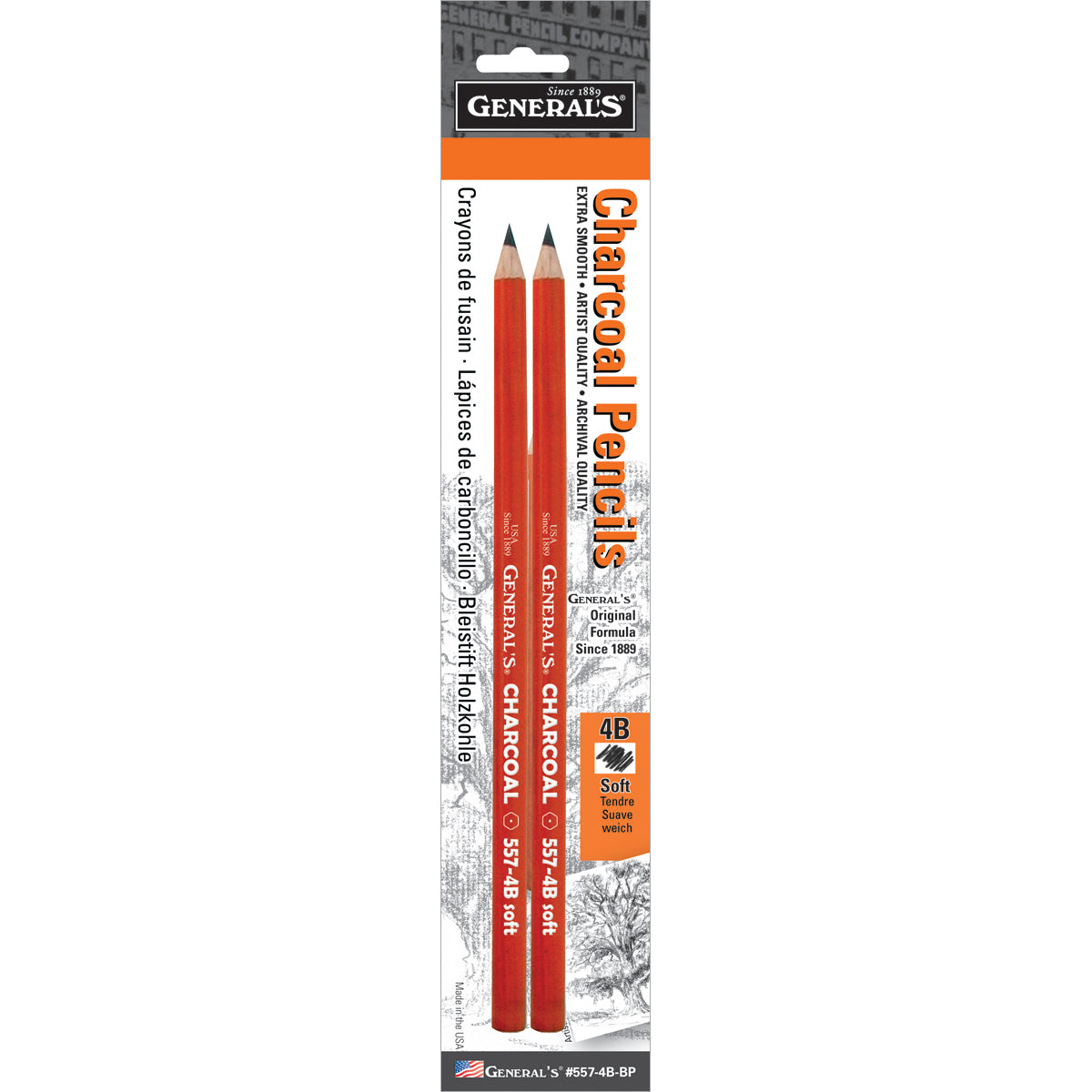 Charcoal Pencils 2/Pkg 4B