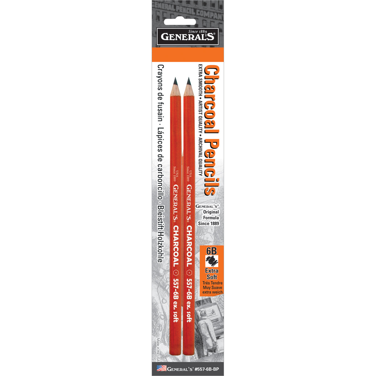 Charcoal Pencils 2/Pkg 6B